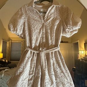 Sam Edelman Cream Eyelet Mini Dress